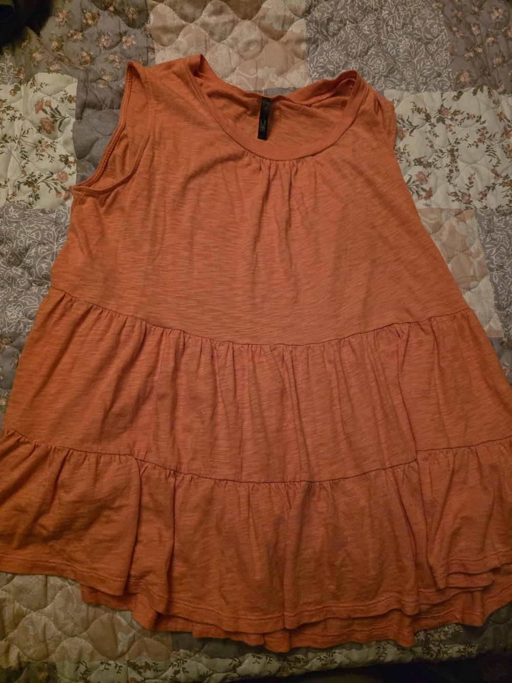 Sleeveless Tiered Swing Top in Coral